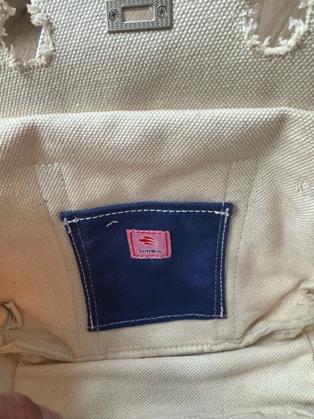 Mini “Boatkin” Canvas Tote with Navy Trim - Picture 9 of 12